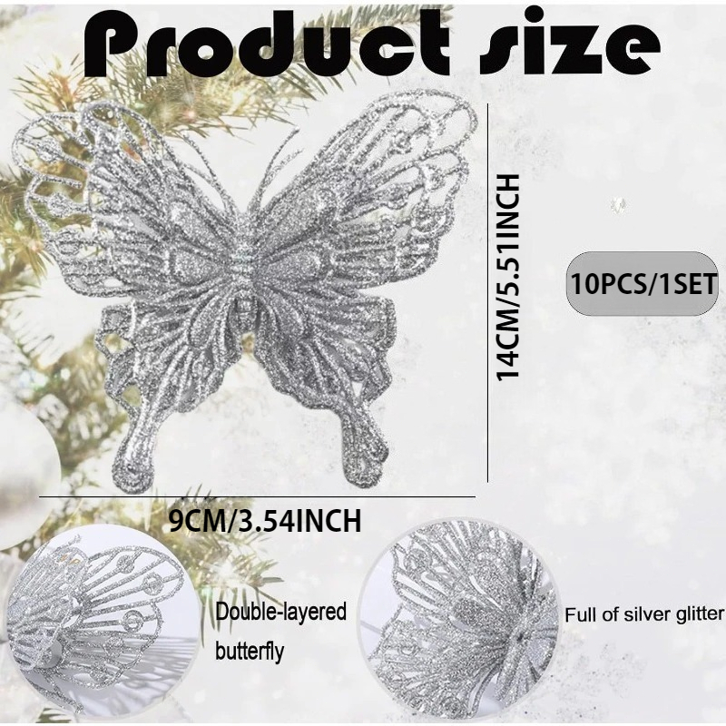 Silver Glitter Hollow Butterfl - огляд і ціна Christmas Wreath Fake
